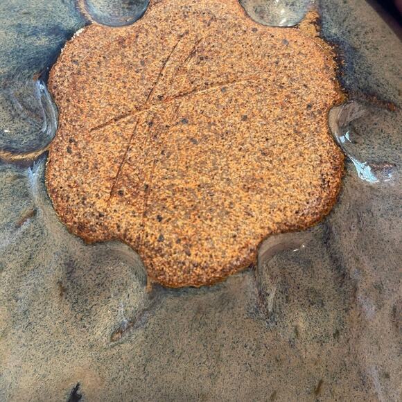 Studio Pottery dish blue flower shaped stunning!  Signed - Picture 11 of 11